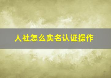 人社怎么实名认证操作