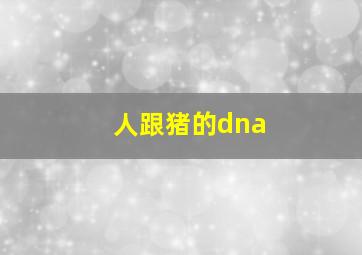 人跟猪的dna