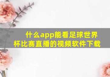 什么app能看足球世界杯比赛直播的视频软件下载