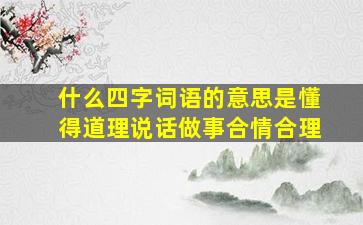 什么四字词语的意思是懂得道理说话做事合情合理