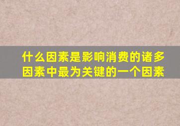 什么因素是影响消费的诸多因素中最为关键的一个因素