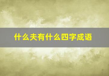 什么夫有什么四字成语