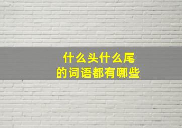 什么头什么尾的词语都有哪些