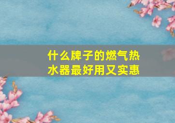 什么牌子的燃气热水器最好用又实惠