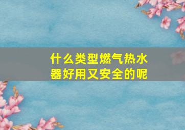 什么类型燃气热水器好用又安全的呢