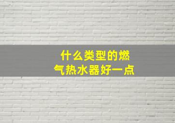 什么类型的燃气热水器好一点