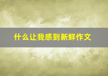 什么让我感到新鲜作文