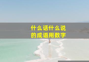 什么话什么说的成语用数字