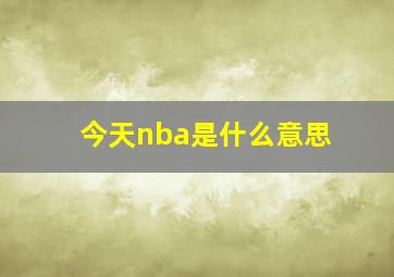 今天nba是什么意思