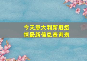 今天意大利新冠疫情最新信息查询表