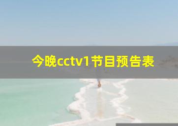 今晚cctv1节目预告表