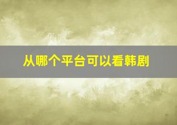 从哪个平台可以看韩剧