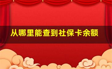 从哪里能查到社保卡余额