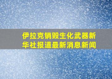 伊拉克销毁生化武器新华社报道最新消息新闻