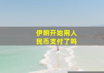 伊朗开始用人民币支付了吗