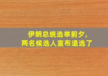 伊朗总统选举前夕,两名候选人宣布退选了