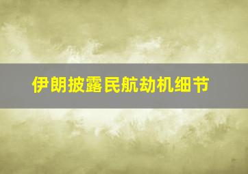 伊朗披露民航劫机细节