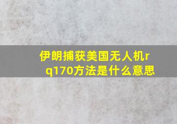 伊朗捕获美国无人机rq170方法是什么意思