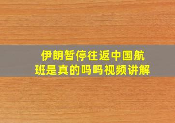 伊朗暂停往返中国航班是真的吗吗视频讲解