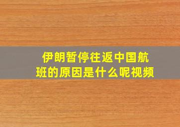 伊朗暂停往返中国航班的原因是什么呢视频