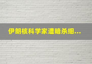 伊朗核科学家遭暗杀细...