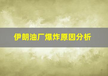 伊朗油厂爆炸原因分析