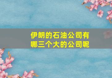 伊朗的石油公司有哪三个大的公司呢