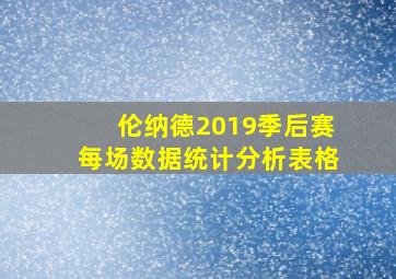 伦纳德2019季后赛每场数据统计分析表格