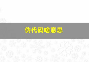 伪代码啥意思