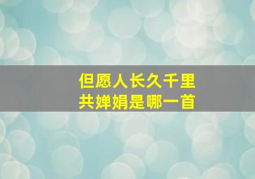 但愿人长久千里共婵娟是哪一首