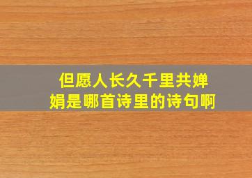 但愿人长久千里共婵娟是哪首诗里的诗句啊