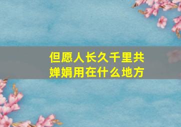 但愿人长久千里共婵娟用在什么地方