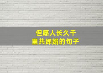 但愿人长久千里共婵娟的句子