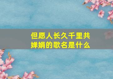 但愿人长久千里共婵娟的歌名是什么