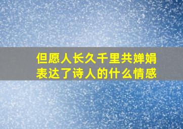 但愿人长久千里共婵娟表达了诗人的什么情感