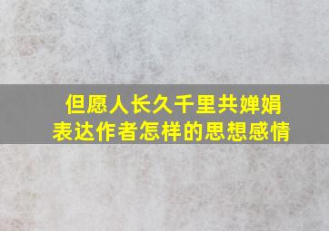 但愿人长久千里共婵娟表达作者怎样的思想感情