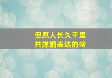 但愿人长久千里共婵娟表达的啥