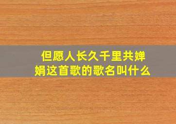 但愿人长久千里共婵娟这首歌的歌名叫什么