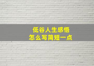 低谷人生感悟怎么写简短一点