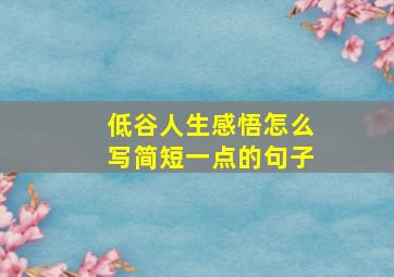 低谷人生感悟怎么写简短一点的句子