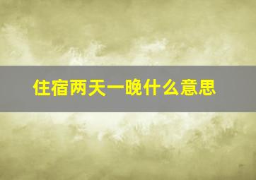 住宿两天一晚什么意思