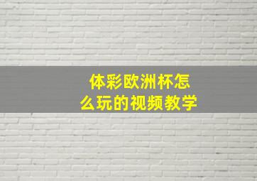 体彩欧洲杯怎么玩的视频教学