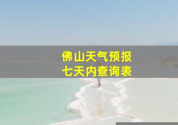 佛山天气预报七天内查询表