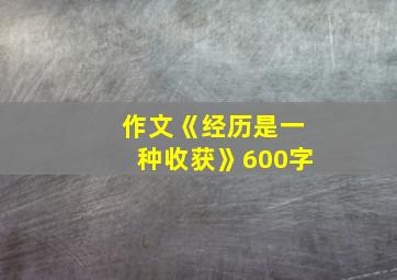 作文《经历是一种收获》600字