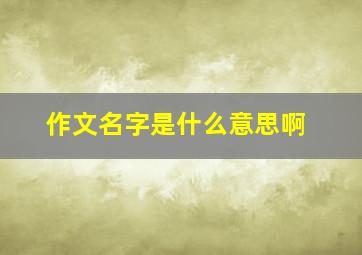 作文名字是什么意思啊