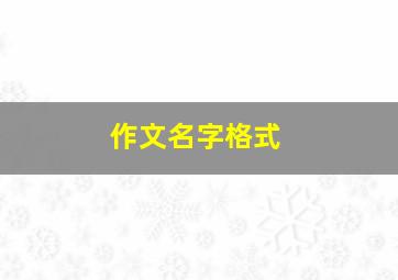 作文名字格式