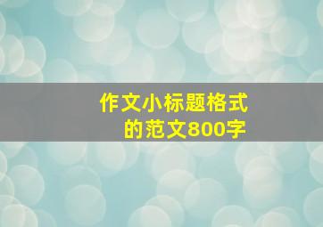 作文小标题格式的范文800字