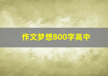 作文梦想800字高中