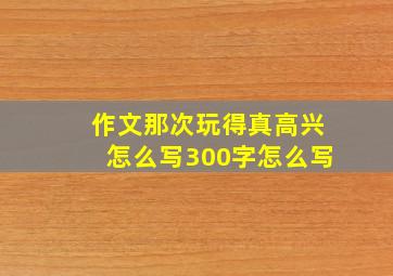 作文那次玩得真高兴怎么写300字怎么写