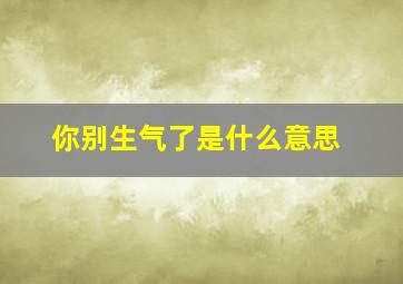 你别生气了是什么意思